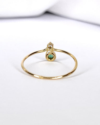 Bague Toi &amp; Moi Émeraude &amp; Diamant "Lou" - Elliade Paris