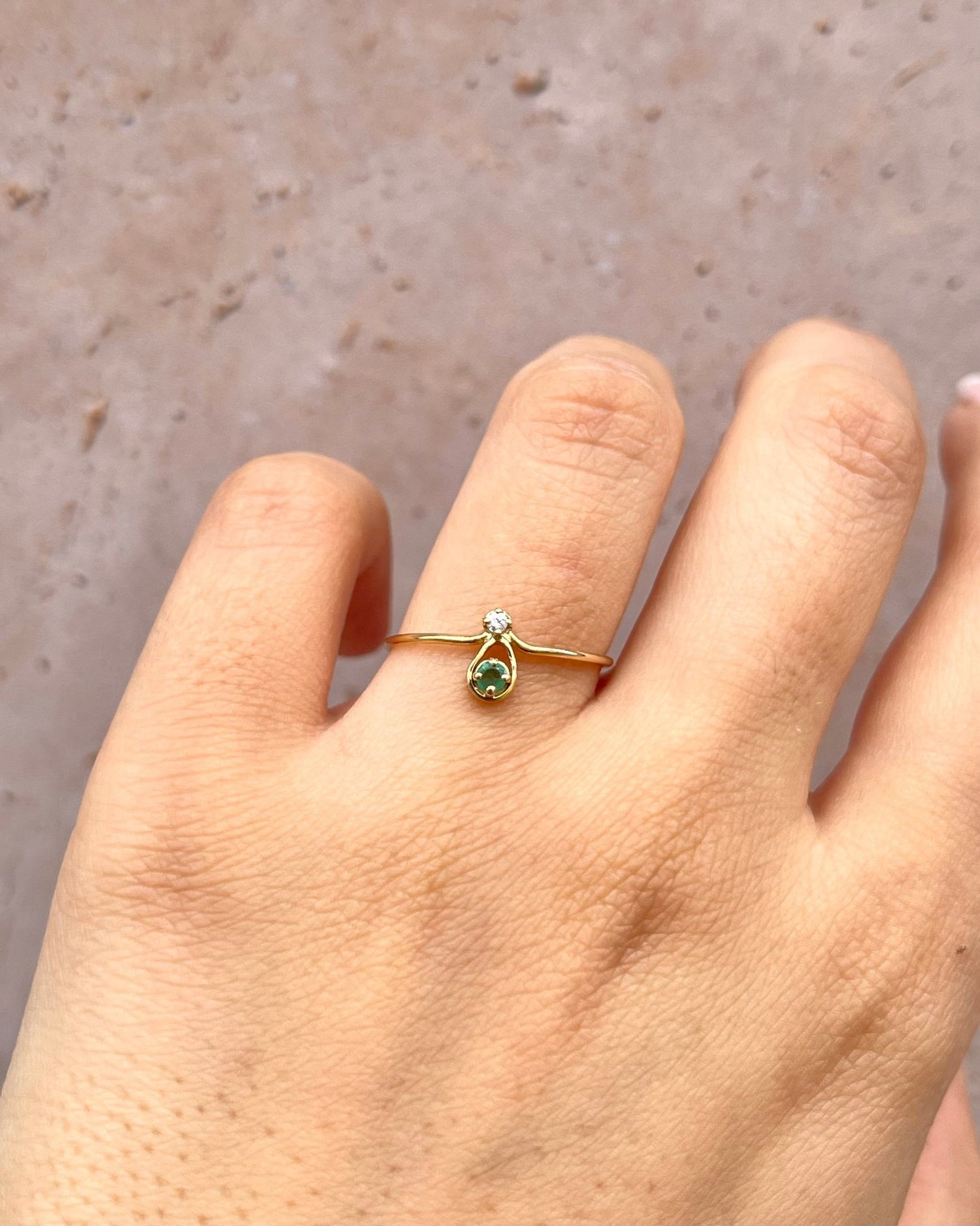 Bague Toi &amp; Moi Émeraude &amp; Diamant "Lou" - Elliade Paris
