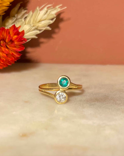Bague Toi &amp; Moi Emeraude et diamants &quot;Hélène&quot; - Elliade Paris