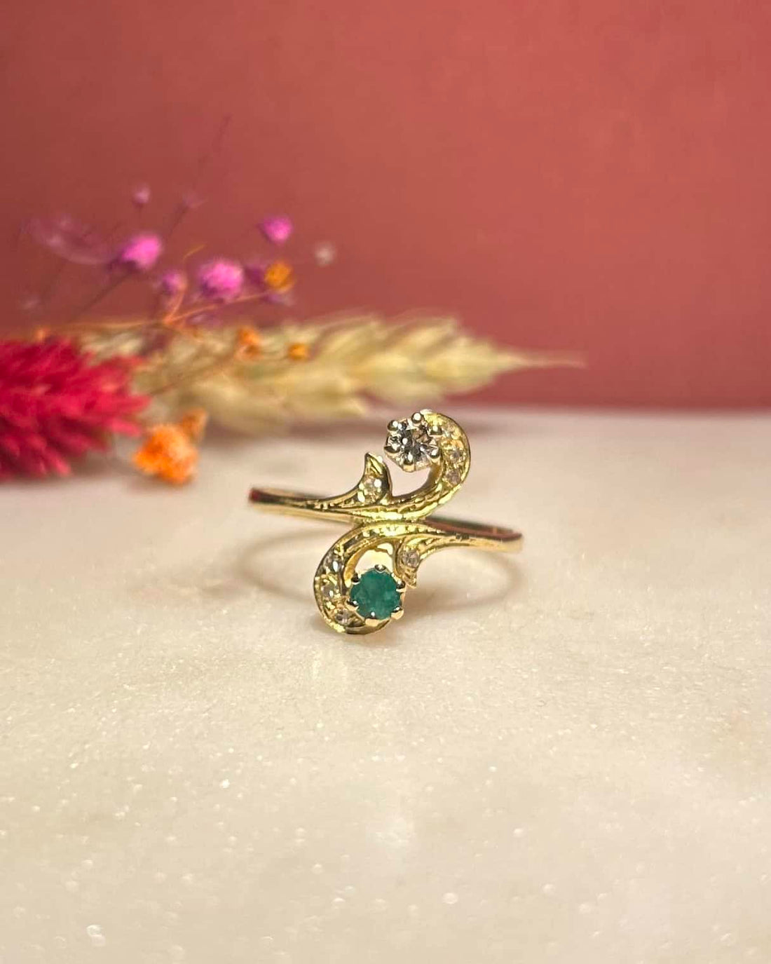 Bague Toi & Moi Emeraude et Diamants "Lisette" - Elliade Paris