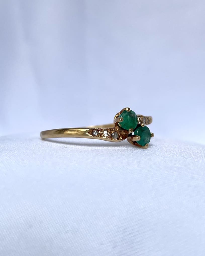 Bague Toi &amp; Moi Emeraude et diamants "Lucida" - Elliade Paris
