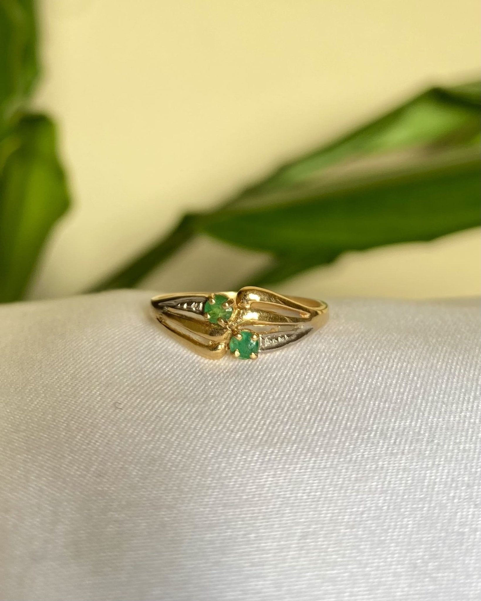 Bague Toi &amp; Moi Emeraude "Gaby" - Elliade Paris
