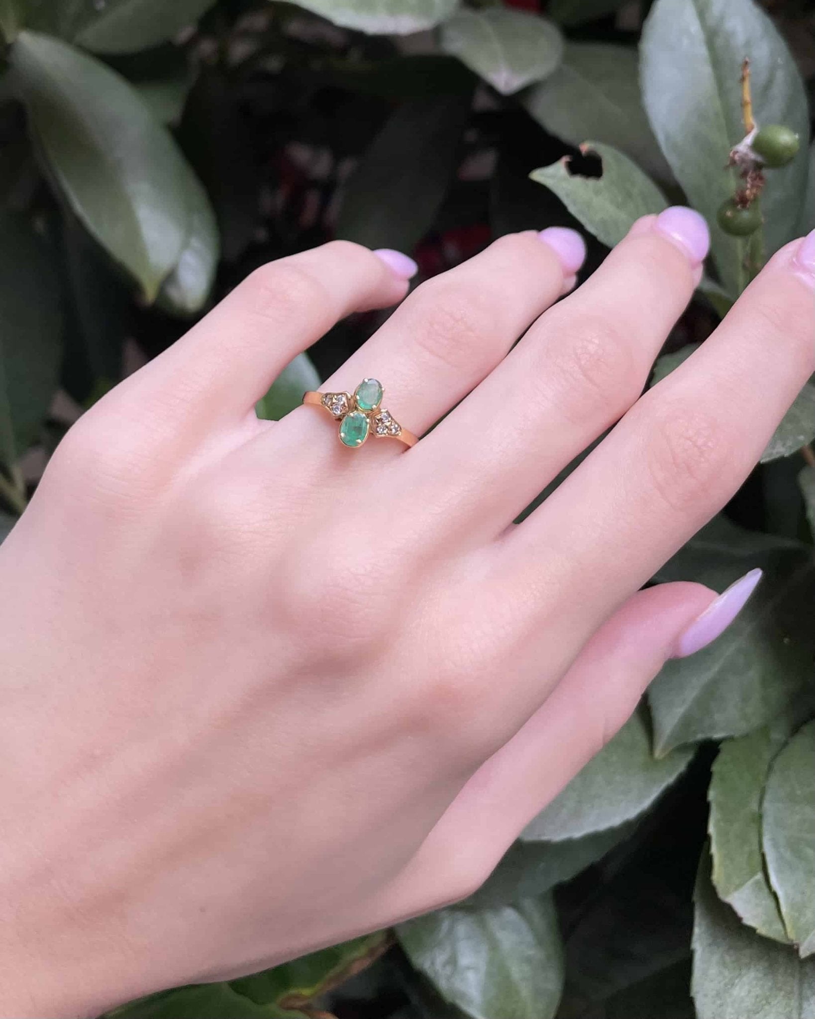 Bague Toi &amp; Moi Émeraudes &amp; Diamants "Swanelle" - Elliade Paris
