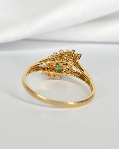 Bague Toi &amp; Moi Émeraudes Marquise &amp; Diamants 0.32 carat "Coline" - Elliade Paris