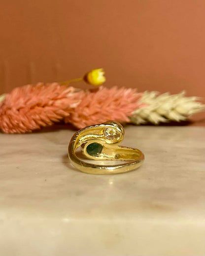 Bague Toi &amp; Moi Jonc Emeraude et Diamant 0.40 carat &quot;Sierra&quot; - Elliade Paris