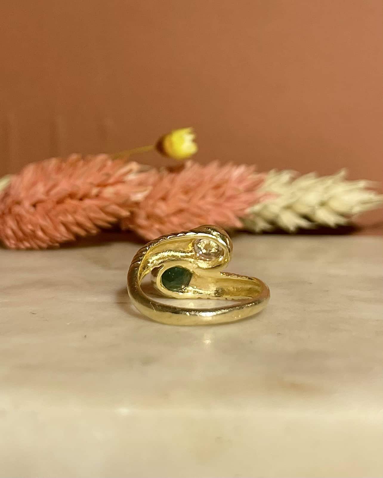 Bague Toi &amp; Moi Jonc Emeraude et Diamant 0.40 carat "Sierra" - Elliade Paris