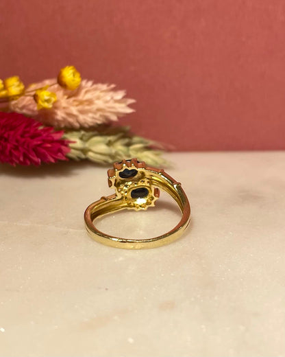 Bague Toi &amp; Moi Marguerite Saphirs 1.15 carat &amp; Diamants &quot;Andy&quot; - Elliade Paris