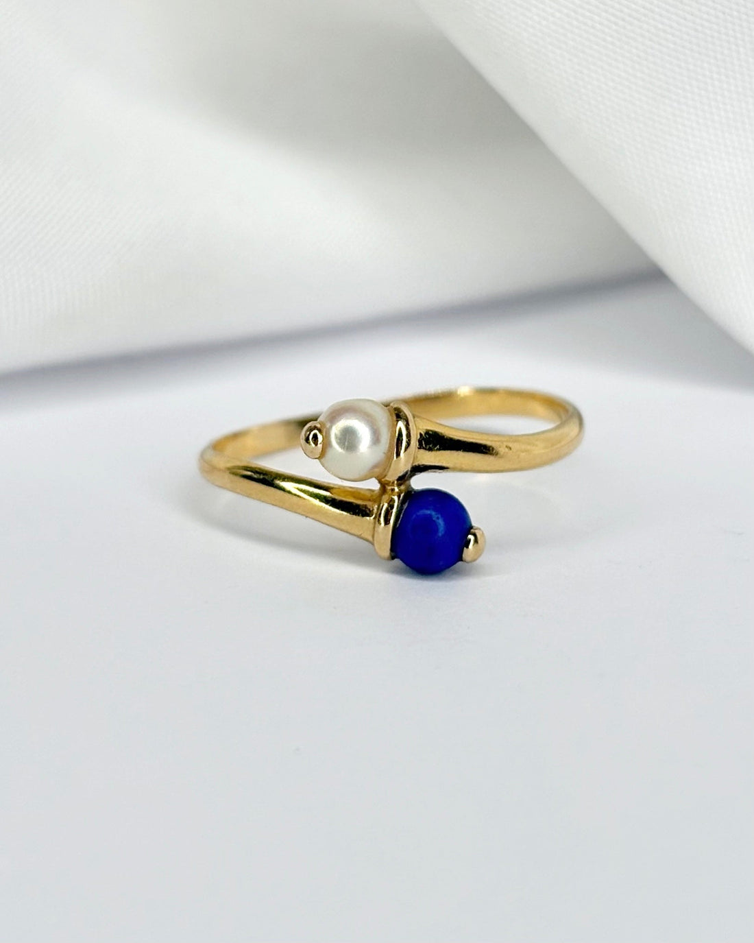 Bague Toi &amp; Moi Perle &amp; Lapis - Lazuli &quot;Prune&quot; - Elliade Paris