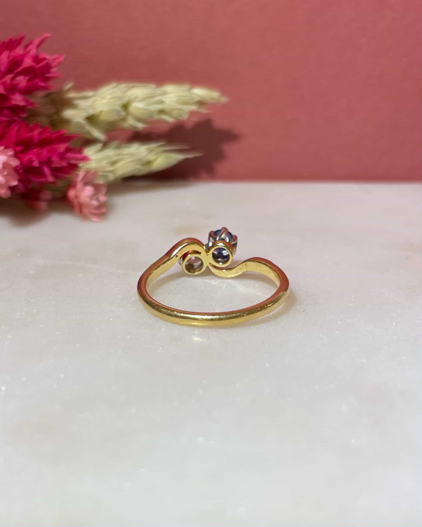 Bague Toi &amp; Moi Saphir &amp; Diamant "Ellerya" - Elliade Paris