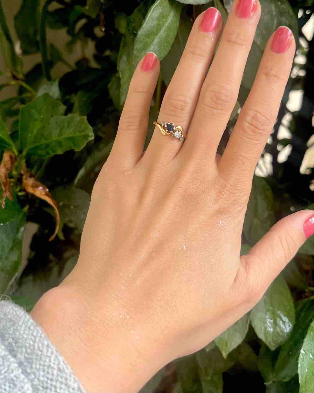Bague Toi &amp; Moi Saphir &amp; Diamants "Jeanne" - Elliade Paris