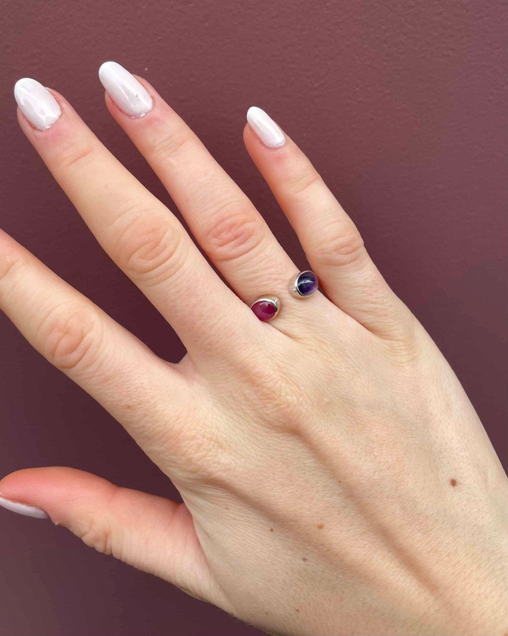Bague Toi &amp; Moi Saphirs Rose et Violet 2.80 Carats "Ellie" - Elliade Paris