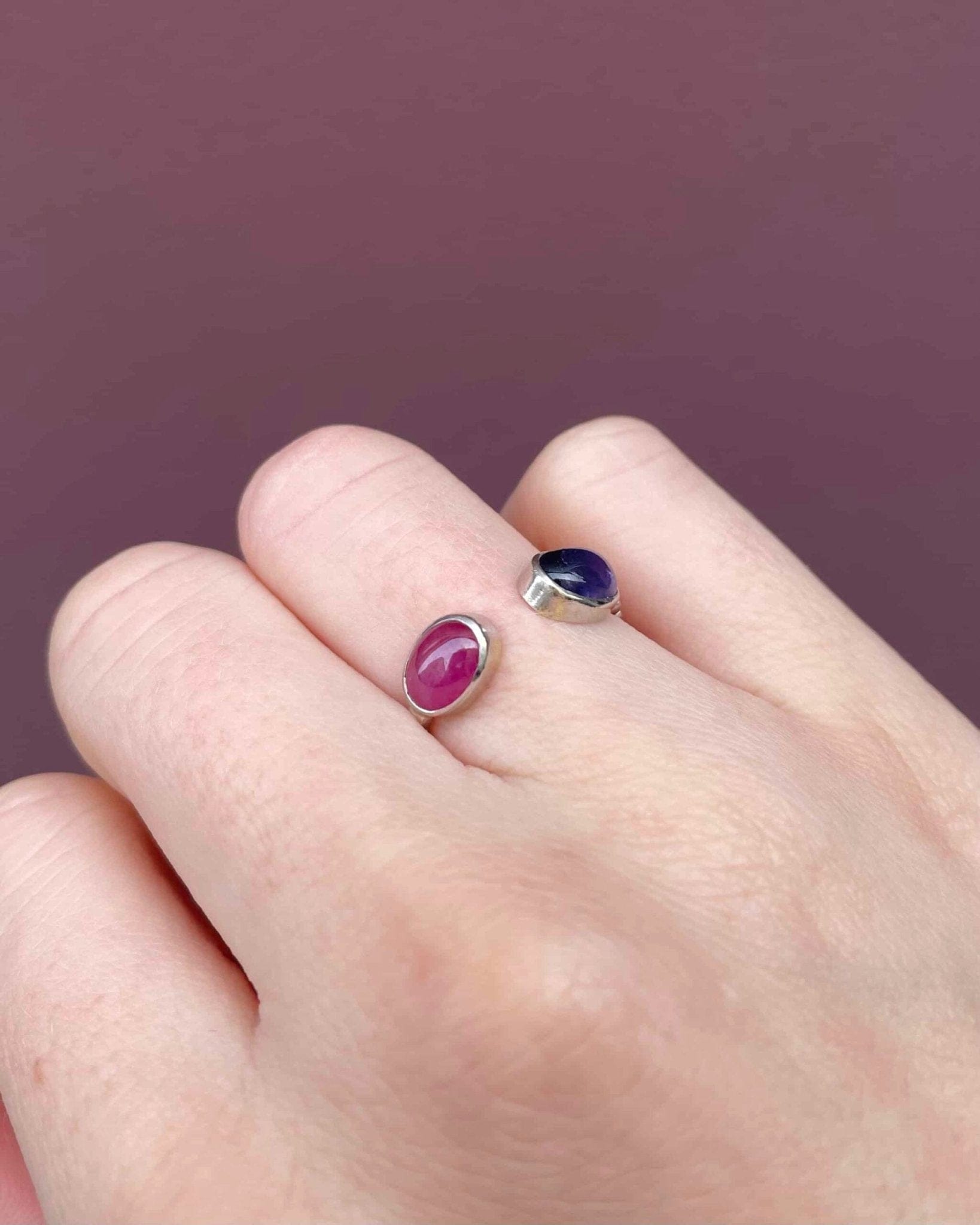 Bague Toi &amp; Moi Saphirs Rose et Violet 2.80 Carats "Ellie" - Elliade Paris