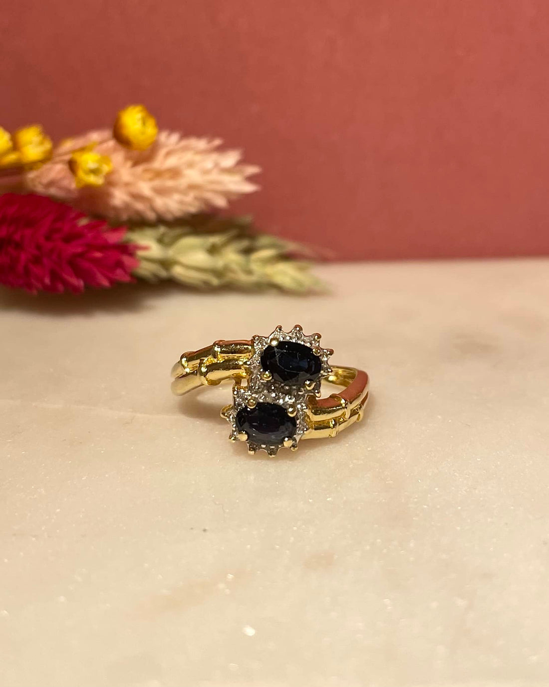 You &amp;amp; Me Marguerite Ring Sapphires 1.15 carat &amp;amp; Diamonds &quot;Andy&quot;