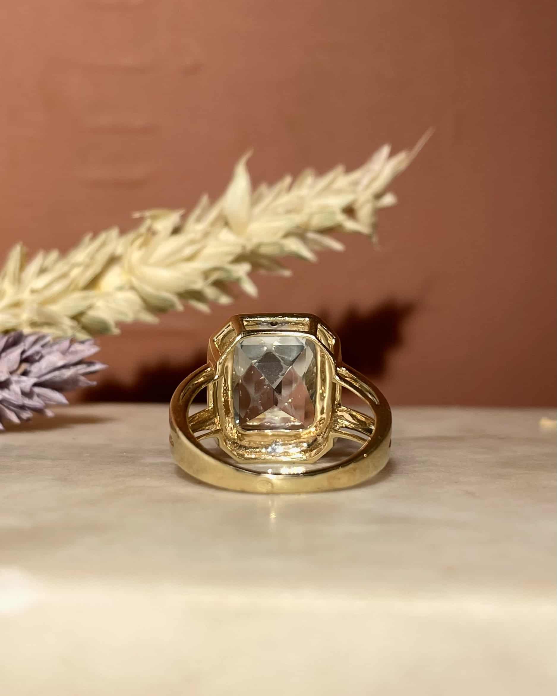 Bague Art-Déco Topaze 6.50 Carats &amp; Diamants "Selenia"