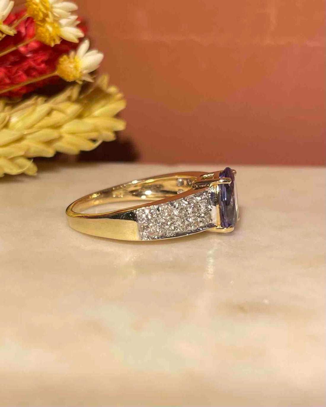 &quot;Evangeline&quot; 2.15 Carat Tanzanite &amp;amp; 20 Diamond Bangle Ring