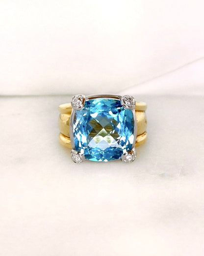 Bague Topaze 8.20 carats, Diamants &amp; Or 11,9g "Nevada " - Elliade Paris