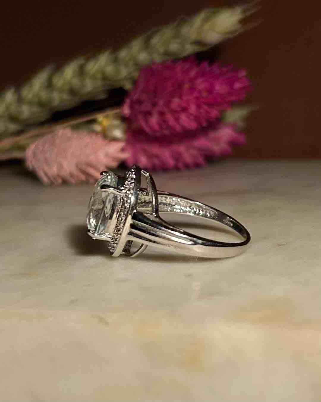 Bague Topaze Bleue - Verte 4.30 carats &amp; Diamants "Clara" - Elliade Paris