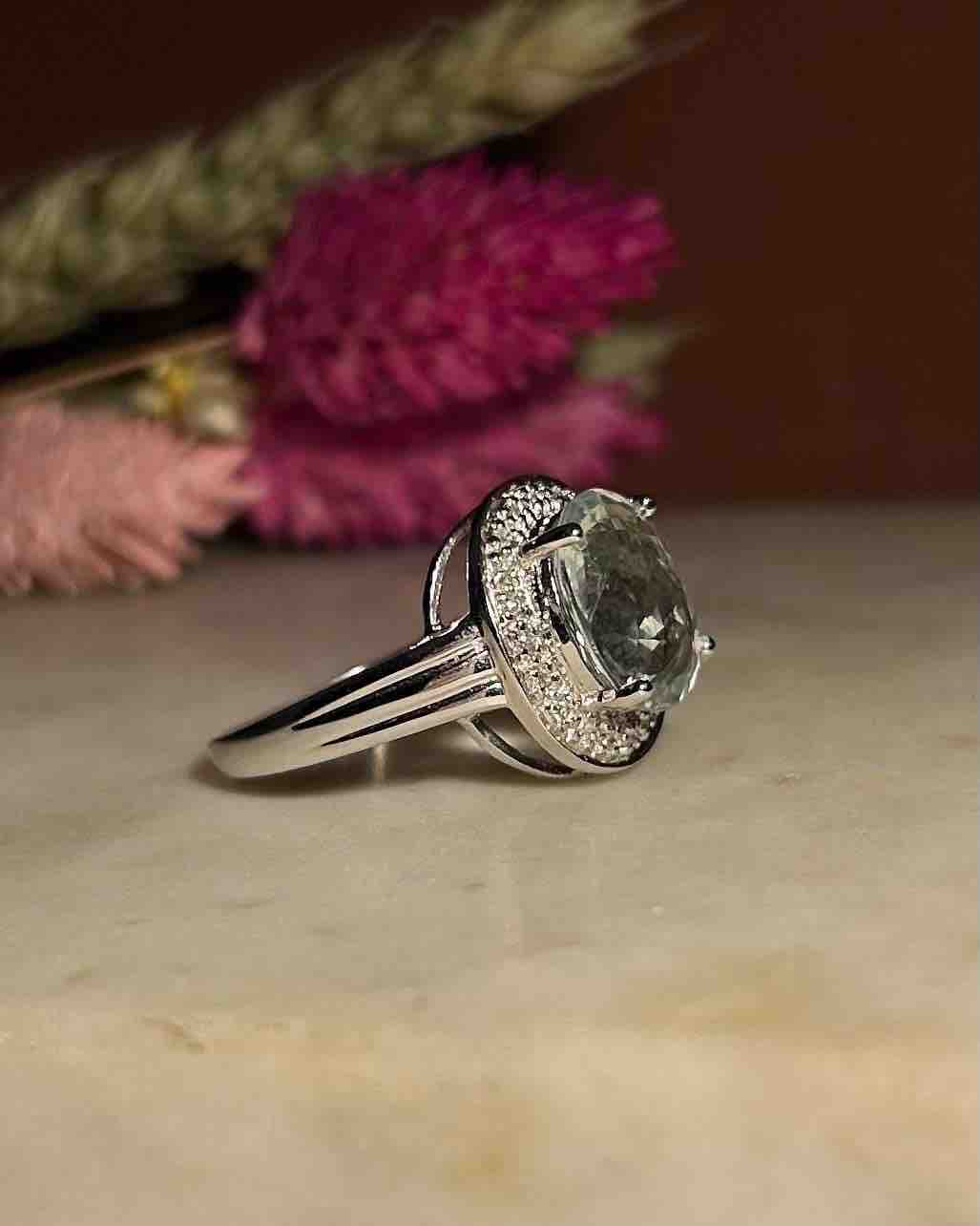 Bague Topaze Bleue - Verte 4.30 carats &amp; Diamants "Clara" - Elliade Paris