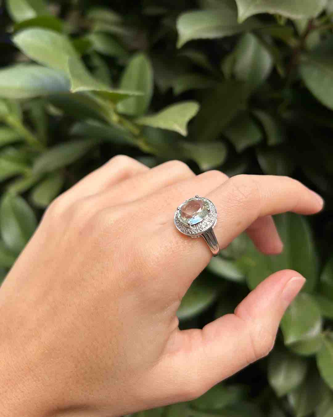 Bague Topaze Bleue - Verte 4.30 carats &amp; Diamants "Clara" - Elliade Paris