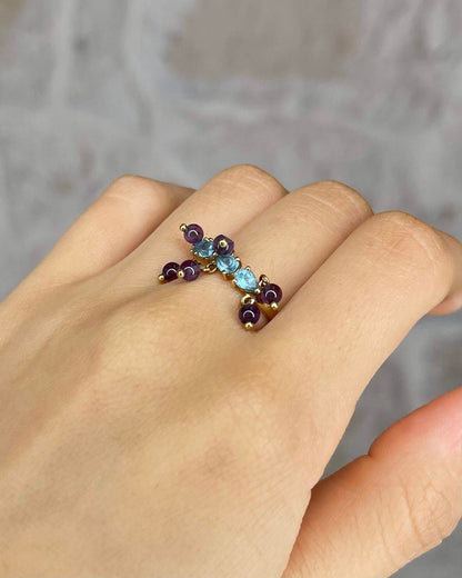 Bague Vintage Topazes &amp; Améthystes &quot;Angela&quot;