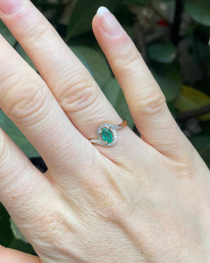 Bague Vintage Tourbillon Émeraude &amp; Diamants &quot;Astelle&quot;