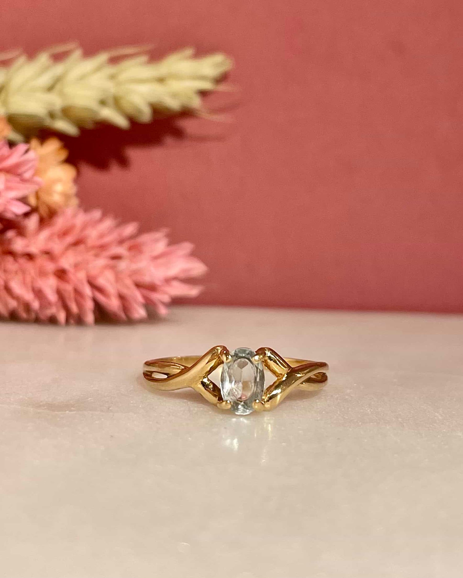 Bague Solitaire Aigue-marine Vintage &quot;Charline&quot;