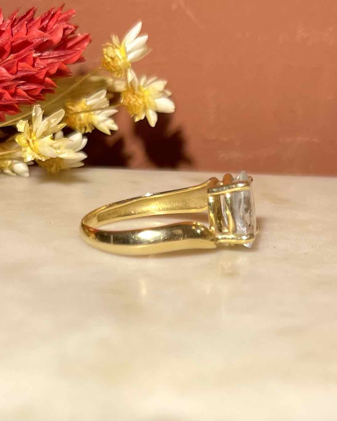 Bague tourbillon Aigue - marine 2 carats &quot;Aya&quot; - Elliade Paris