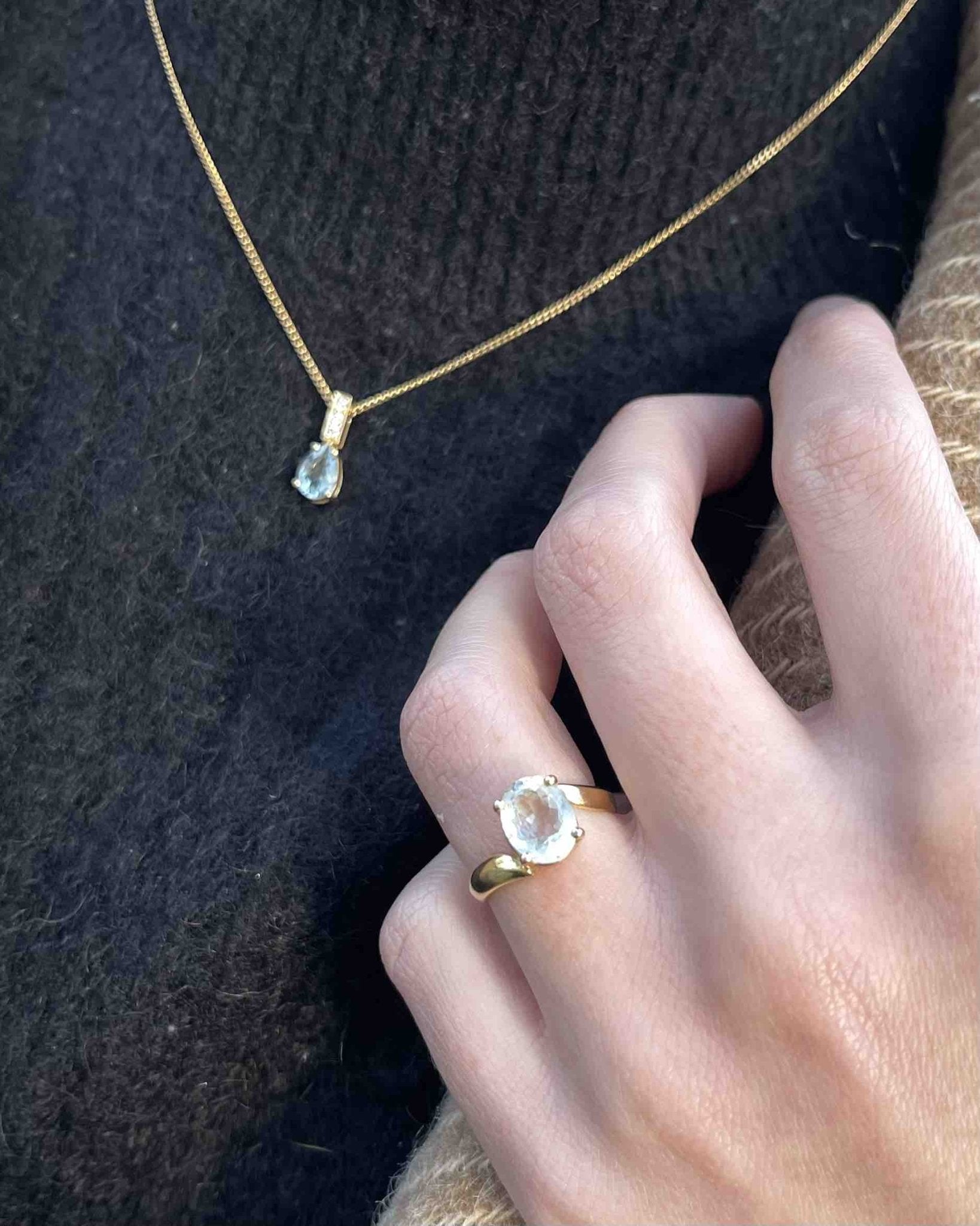 Bague tourbillon Aigue - marine 2 carats &quot;Aya&quot; - Elliade Paris