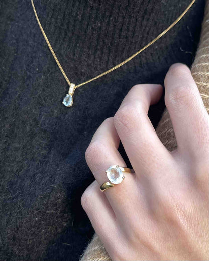 Bague tourbillon Aigue - marine 2 carats &quot;Aya&quot; - Elliade Paris