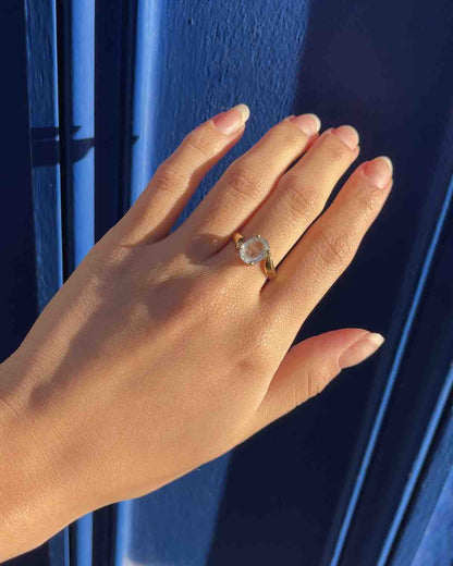 Bague tourbillon Aigue - marine 2 carats &quot;Aya&quot; - Elliade Paris