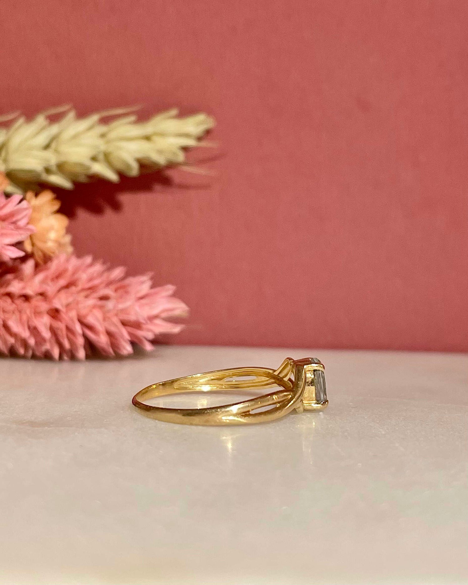 Bague Solitaire Aigue-marine Vintage &quot;Charline&quot;