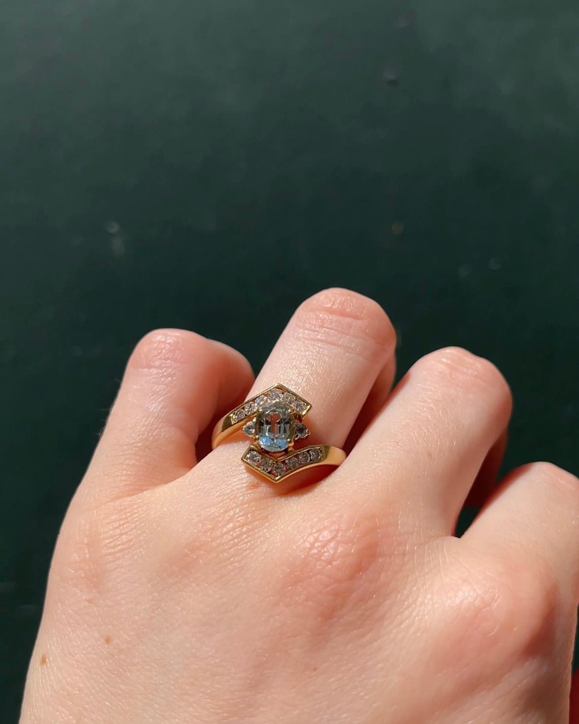 Bague Tourbillon Aigues - Marines 1.26 carat &amp; Diamants "Shaa" - Elliade Paris