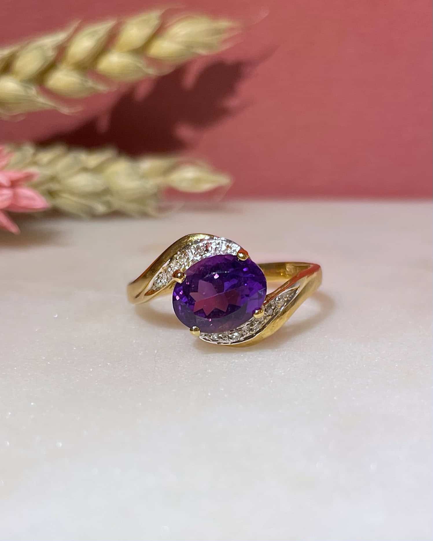 Bague Tourbillon Améthyste 1.75 Carat &amp; 10 Diamants "Amelie" - Elliade Paris