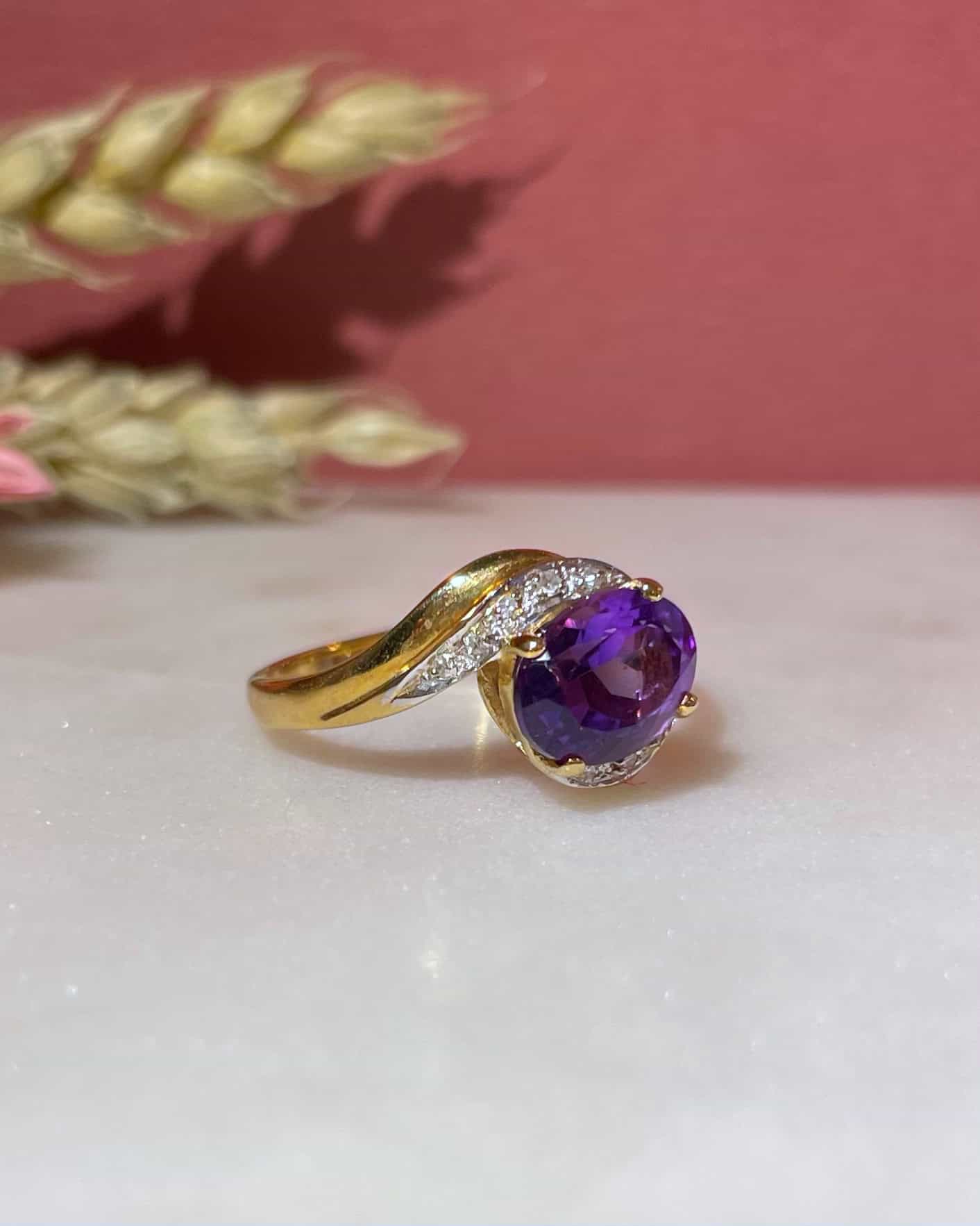 Bague Tourbillon Améthyste 1.75 Carat &amp; 10 Diamants "Amelie"
