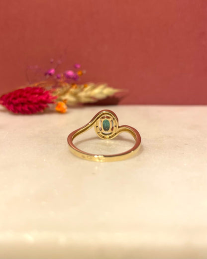 Bague Vintage Tourbillon Émeraude &amp; Diamants &quot;Astelle&quot;
