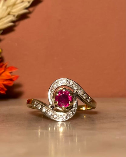 &quot;Azaylie&quot; 0.40 Carat Ruby &amp;amp; 14 Diamond Tourbillon Ring