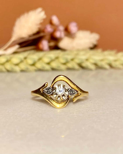 Bague Tourbillon Art - déco Diamant &quot;Cyrène&quot; - Elliade Paris