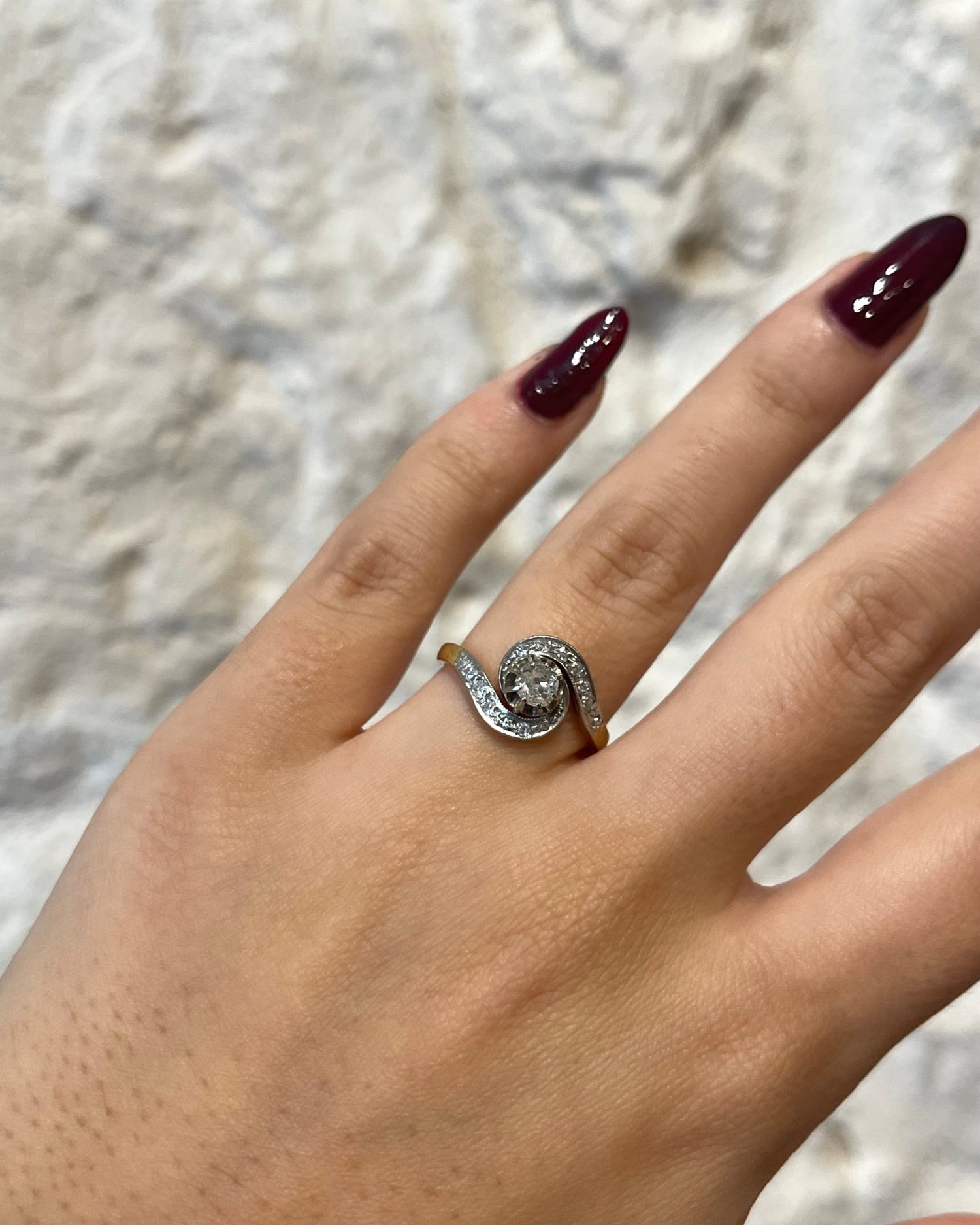 Bague Tourbillon Art Déco Diamants &quot;Éline&quot; - Elliade Paris