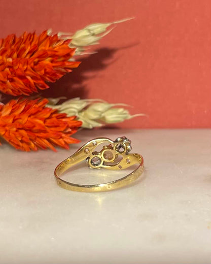 Bague Tourbillon Art - Déco Perle et Diamants &quot;Lénaelle&quot; - Elliade Paris