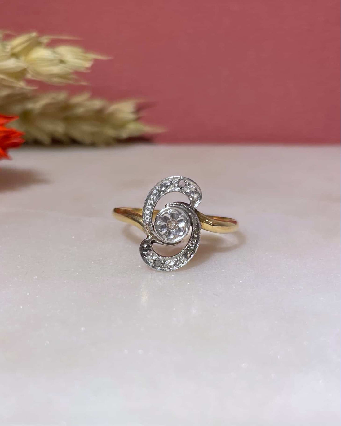 Art Nouveau Diamond Tourbillon Ring &quot;Karina&quot;