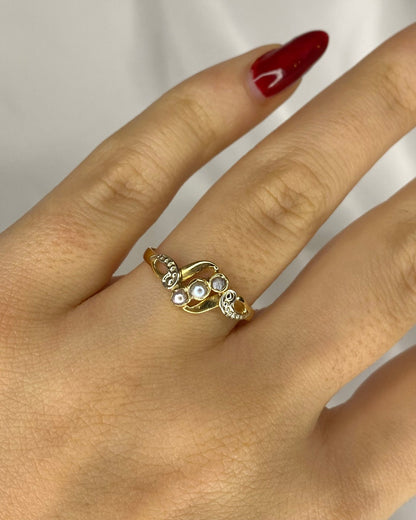 Bague Tourbillon Art Nouveau Perles &quot;Mélissande&quot; - Elliade Paris