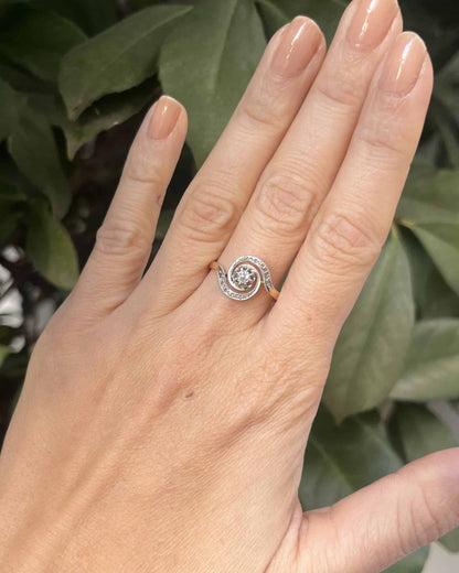 Bague Tourbillon Art-déco 11 Diamants &quot;Tina&quot;