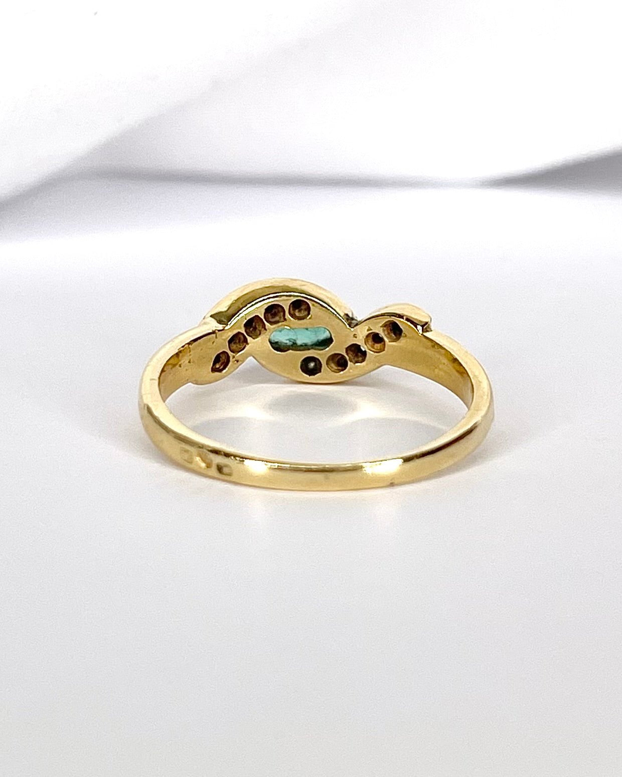 Bague Tourbillon Émeraude &amp; Diamants &amp; Or 3,53g "Victorine" - Elliade Paris