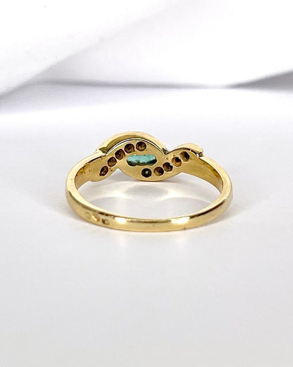 Bague Tourbillon Émeraude &amp; Diamants &amp; Or 3,53g "Victorine" - Elliade Paris