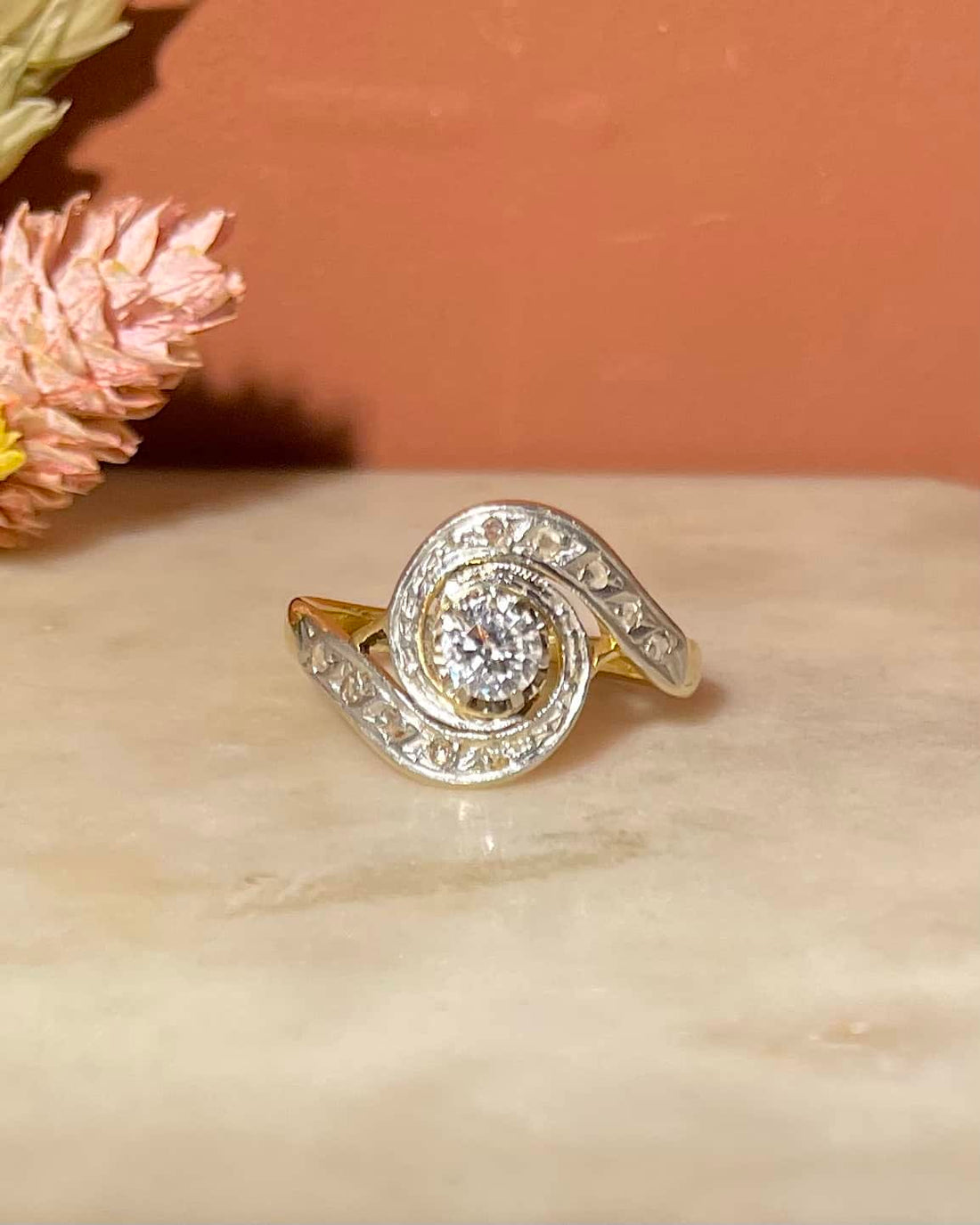 Vintage Tourbillon Ring 13 Diamonds 0.45 carat &quot;Jamila&quot;