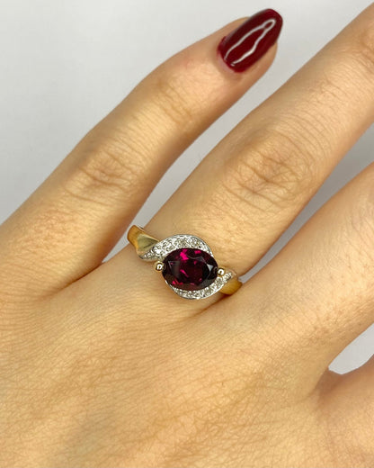 Bague Tourbillon Grenat 1.70 carat &amp; 8 Diamants "Joline" - Elliade Paris