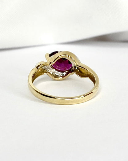 Bague Tourbillon Grenat 1.70 carat &amp; 8 Diamants "Joline" - Elliade Paris