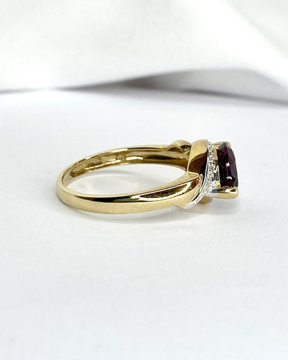 Bague Tourbillon Grenat 1.70 carat &amp; 8 Diamants "Joline" - Elliade Paris