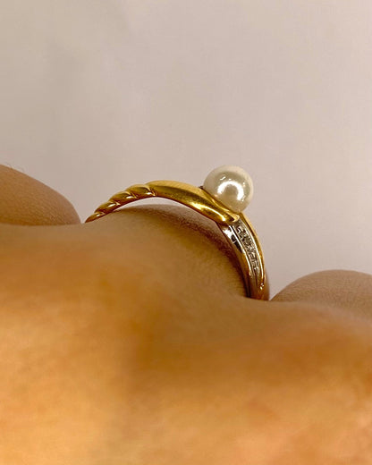 Bague Tourbillon Perle &amp; Diamants "Sylvie" - Elliade Paris