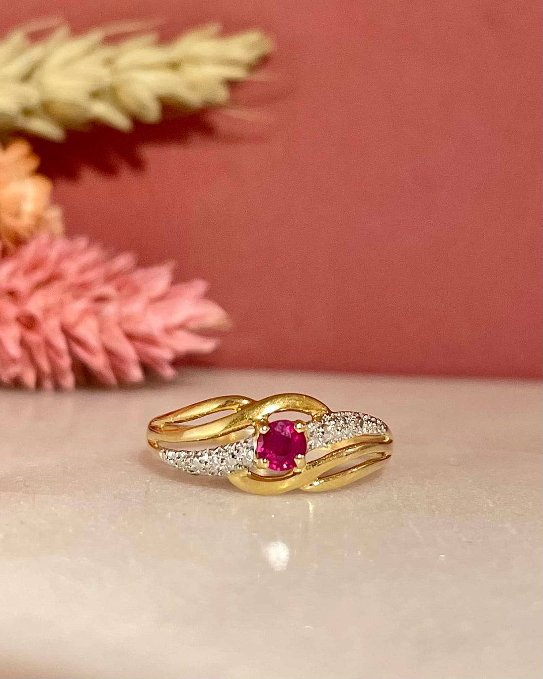 Bague Jonc Rubis &amp; Diamants &quot;Zlava&quot;
